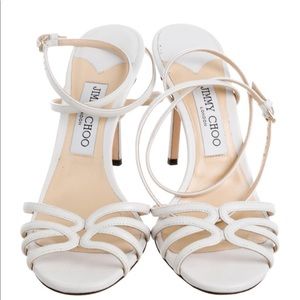 👼🏼 Jimmy Choo Mimi White Leather Strappy Heel